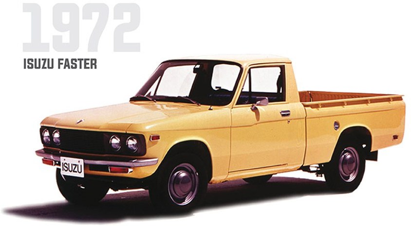 Gammal Isuzu-modell i tidstypisk stil – en påminnelse om pålitlig prestanda genom generationer.