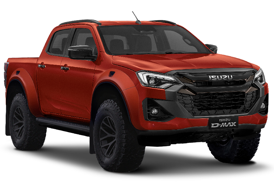 Frilagd bild på Isuzu D-Max Double Cab Arctic Trucks – visar fordonets profil och kaross utan bakgrund.