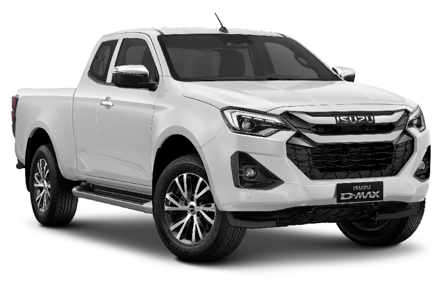 Frilagd bild på Isuzu D-Max Extended Cab – visar fordonets profil och kaross utan bakgrund.